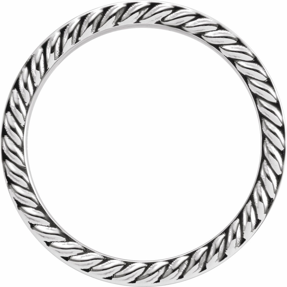 18K White Gold Rope Edge Flat Band