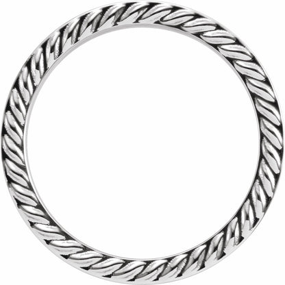 18K White Gold Rope Edge Flat Band