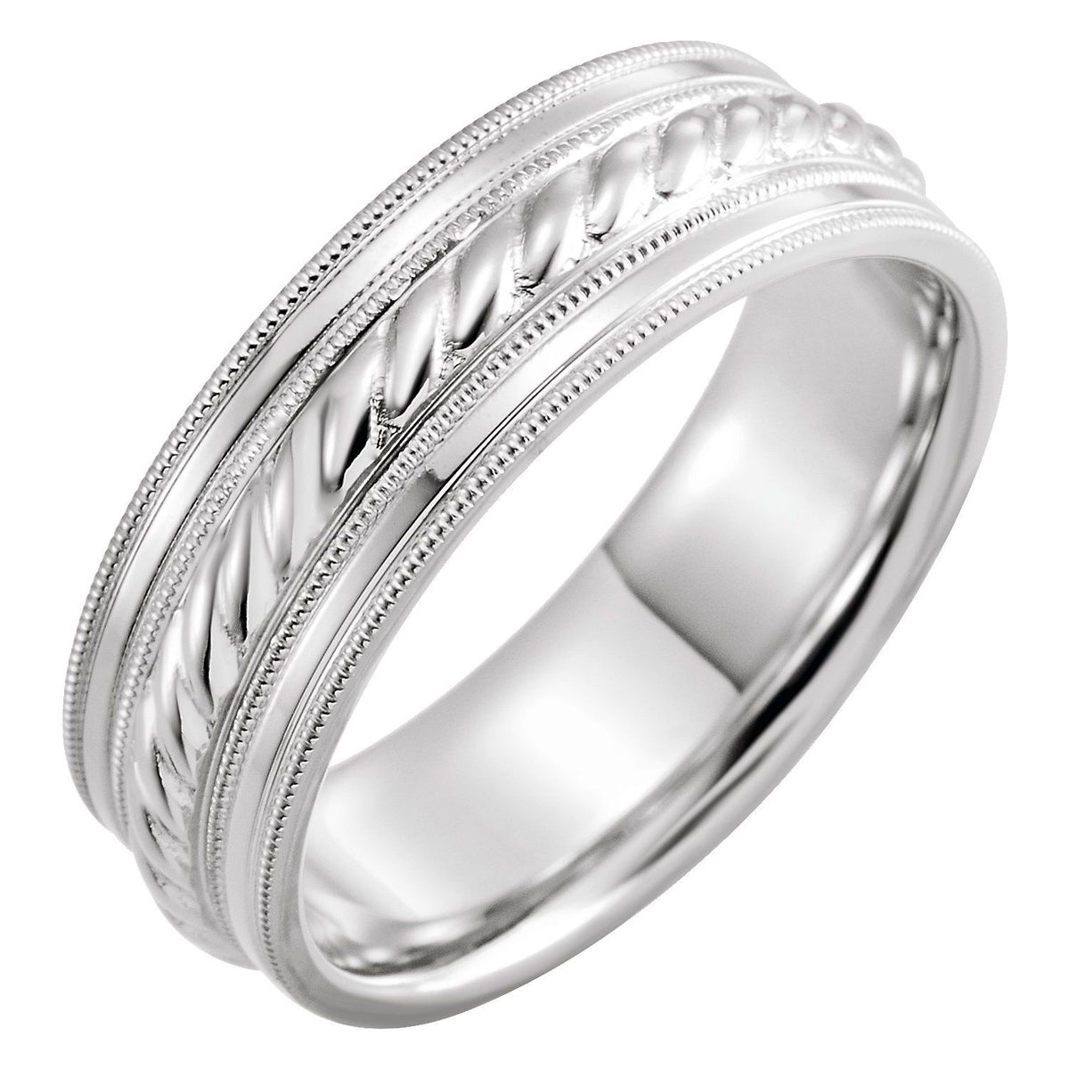 Milgrain Edge Rope Comfort-Fit Half Round Band