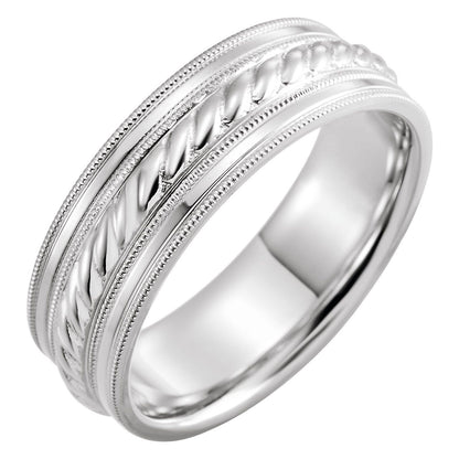 Milgrain Edge Rope Comfort-Fit Half Round Band
