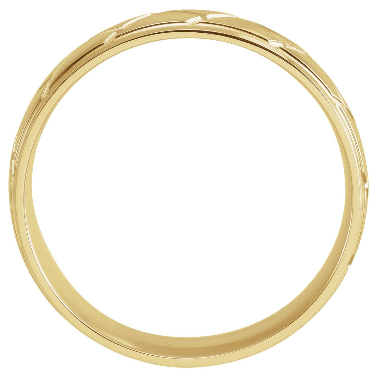 14K Yellow Gold Tread Pattern Comfort-Fit Half Round Band