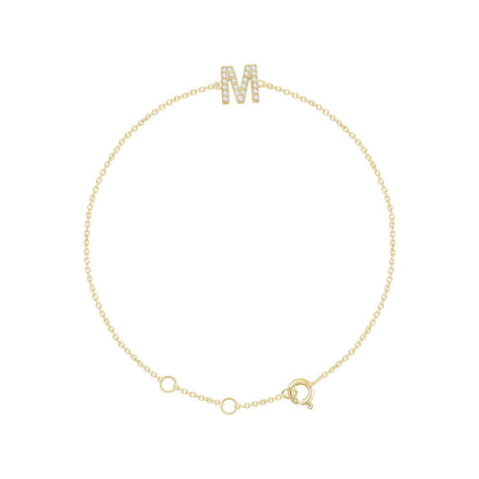 14K Yellow Gold .07 CTW Natural Diamond Initial M 6-7" Bracelet