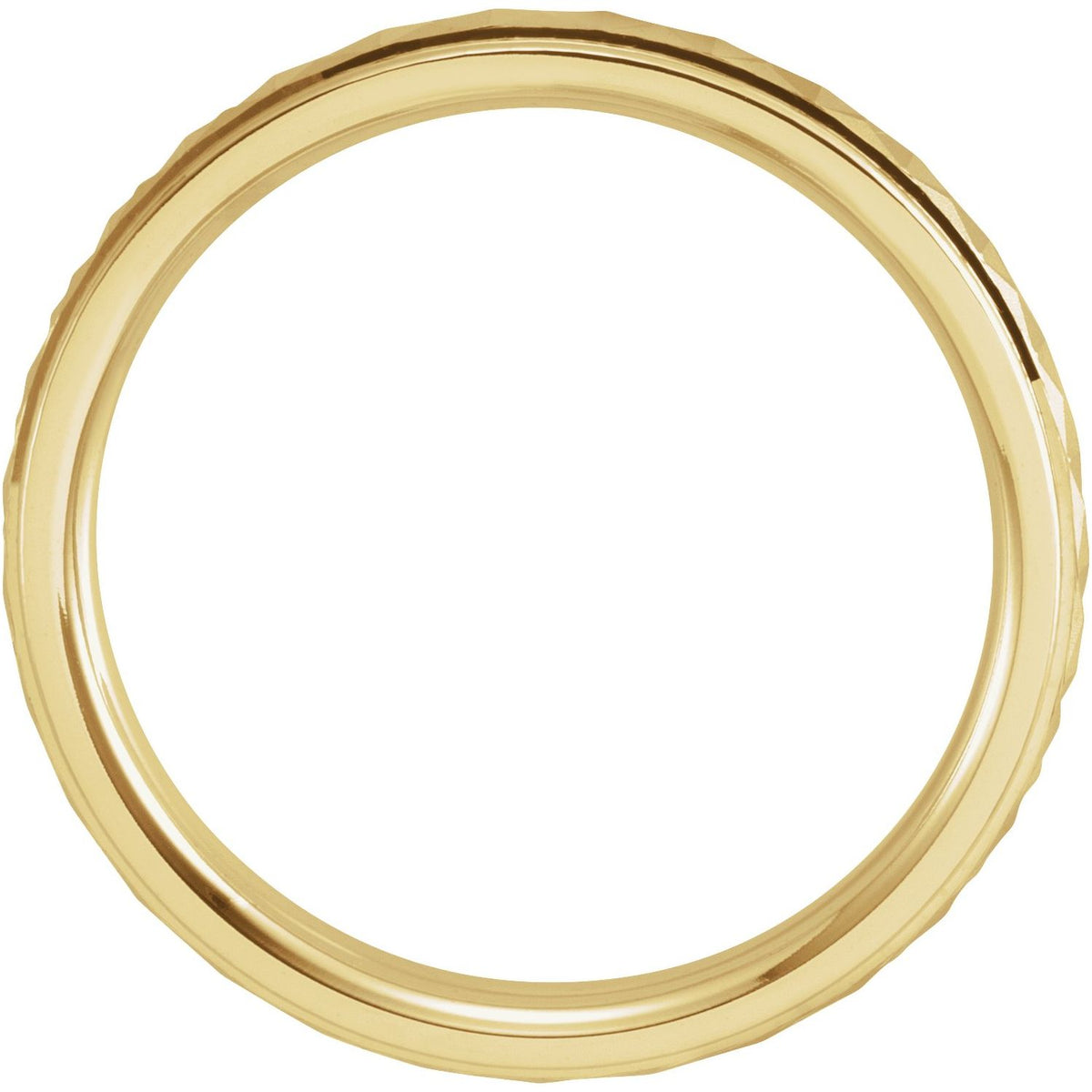 14K Yellow Gold Stepped-Edge Geometric Half Round Band