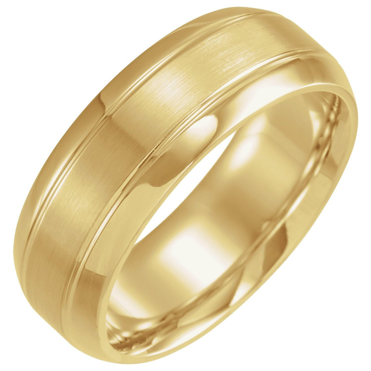 Beveled-Edge Grooved Comfort-Fit Half Round Band