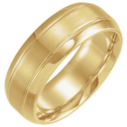 Beveled-Edge Grooved Comfort-Fit Half Round Band