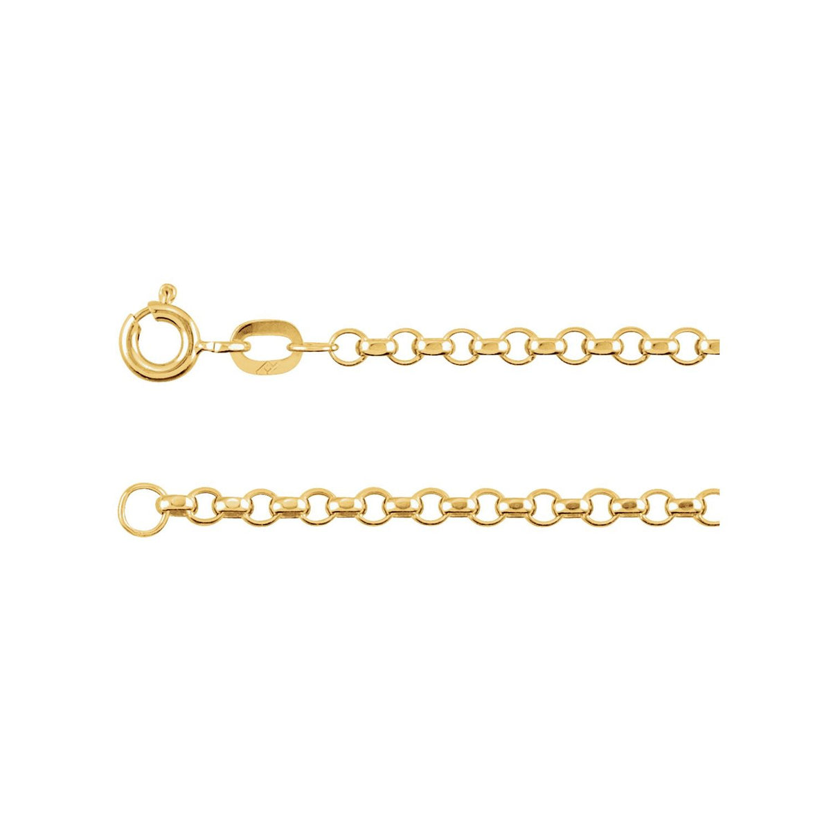 14K Yellow Gold Hollow Diamond-Cut Rolo 16" Chain