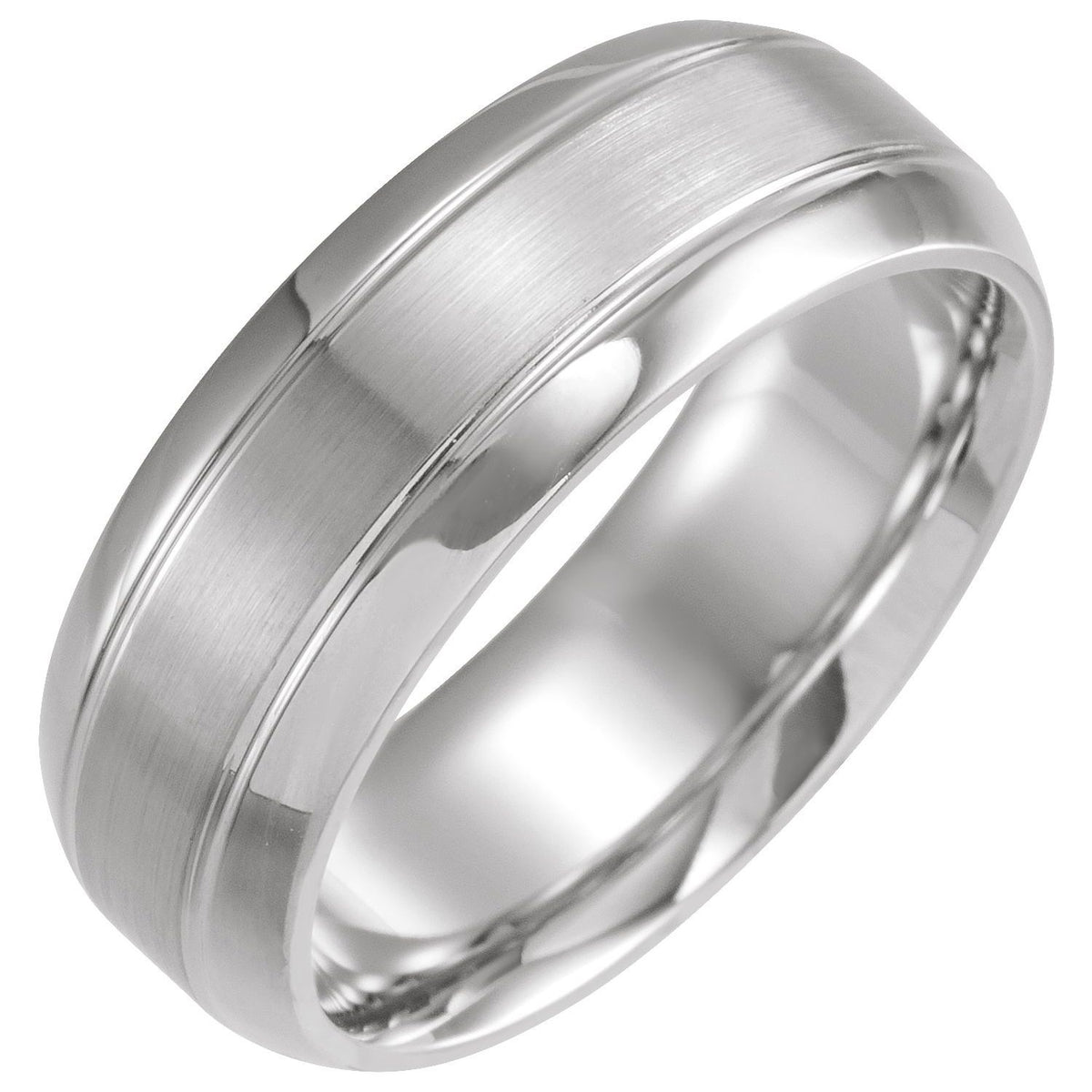 Beveled-Edge Grooved Comfort-Fit Half Round Band