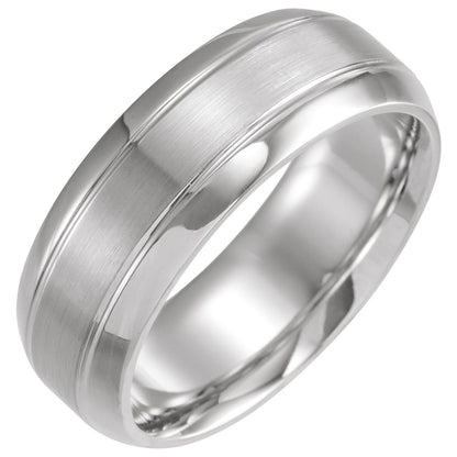 Beveled-Edge Grooved Comfort-Fit Half Round Band
