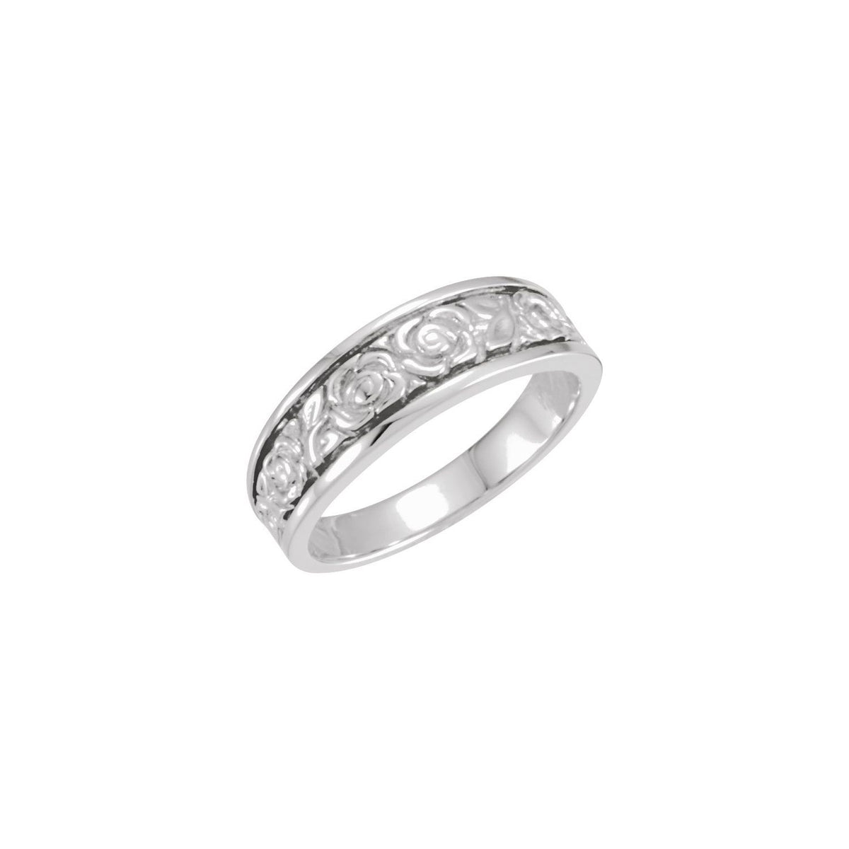 Platinum Floral Band, 6 mm
