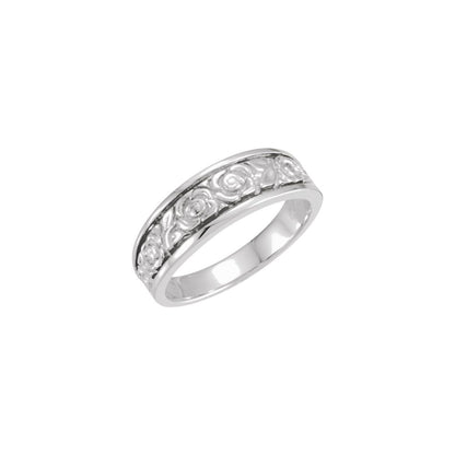 Platinum Floral Band, 6 mm