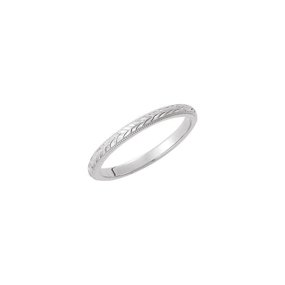 Milgrain Hand-Engraved Wheat Pattern Flat Band
