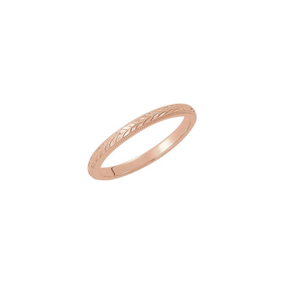 Milgrain Hand-Engraved Wheat Pattern Flat Band