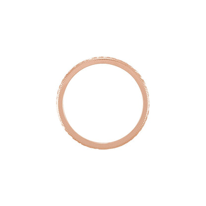 Milgrain Hand-Engraved Wheat Pattern Flat Band