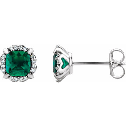 14K White Gold Natural Mozambique Garnet & 1/10 CTW Natural Diamond Earrings