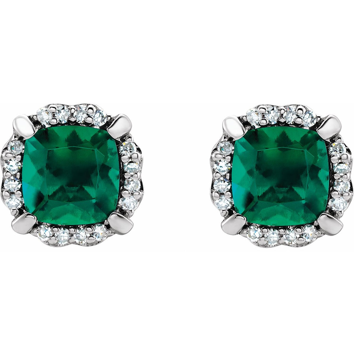 14K White Gold Natural Mozambique Garnet & 1/10 CTW Natural Diamond Earrings