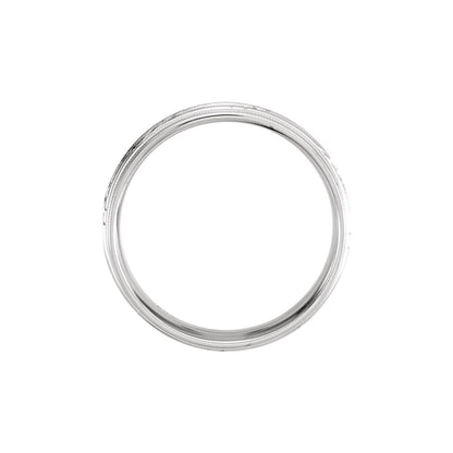 14K White/Yellow Gold Stepped-Edge Milgrain Grooved Comfort-Fit Half Round Band