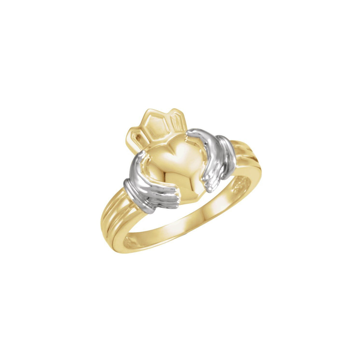 10K White/Rose Gold Claddagh Band