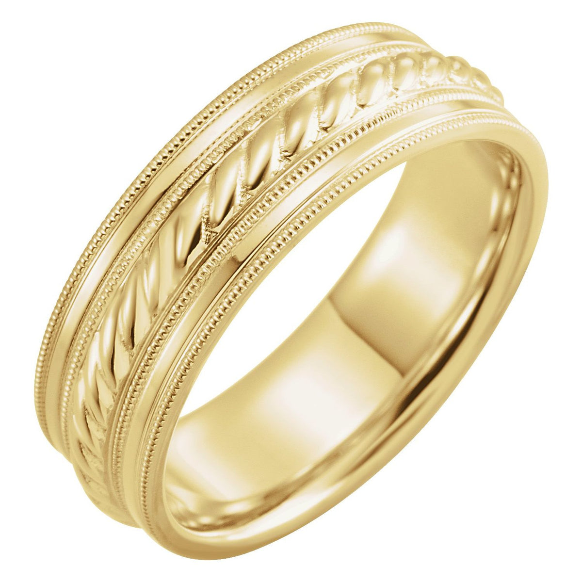 Milgrain Edge Rope Comfort-Fit Half Round Band