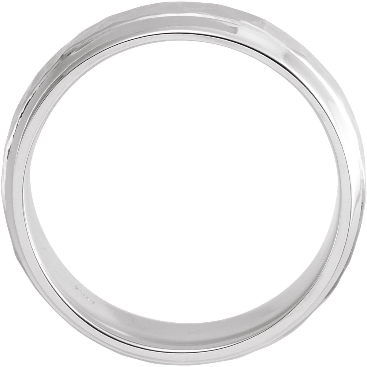 Beveled-Edge Comfort-Fit Half Round Band with Hammer Finish