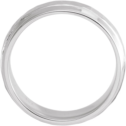 Beveled-Edge Comfort-Fit Half Round Band with Hammer Finish