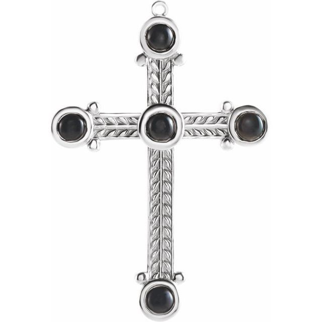 Natural Black Onyx Cross Dangle
