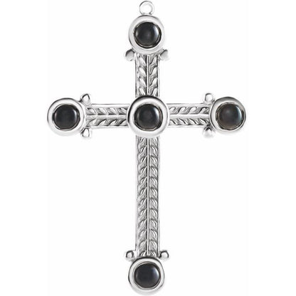 Natural Black Onyx Cross Dangle