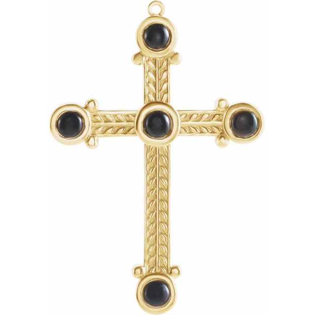 Natural Black Onyx Cross Dangle