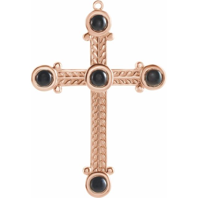 Natural Black Onyx Cross Dangle