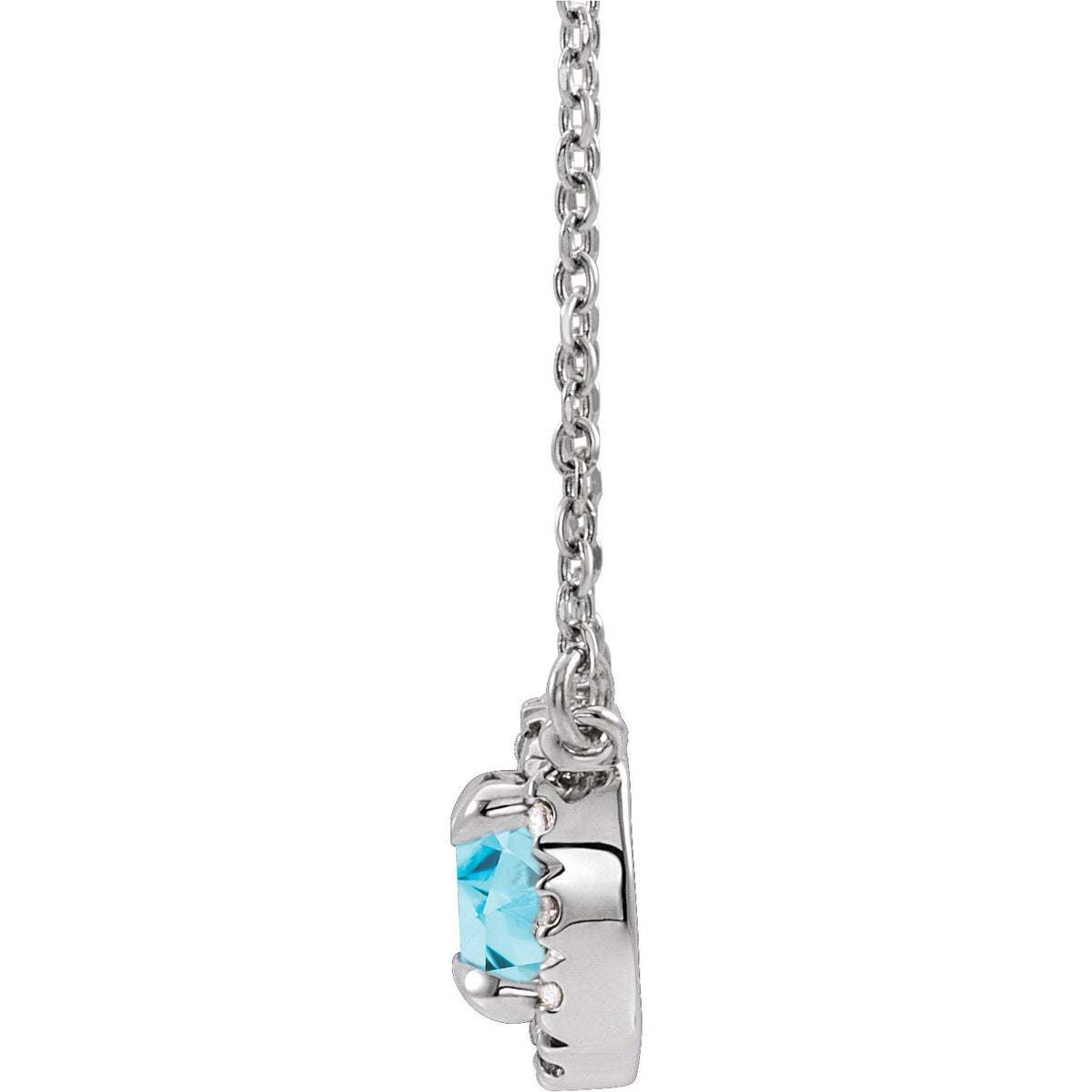 Platinum Natural Blue Zircon & 1/6 CTW Natural Diamond 18" Necklace