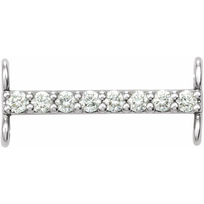 .07 CTW Natural Diamond Bar Link, 2.3 mm x 12.7 mm, Accented