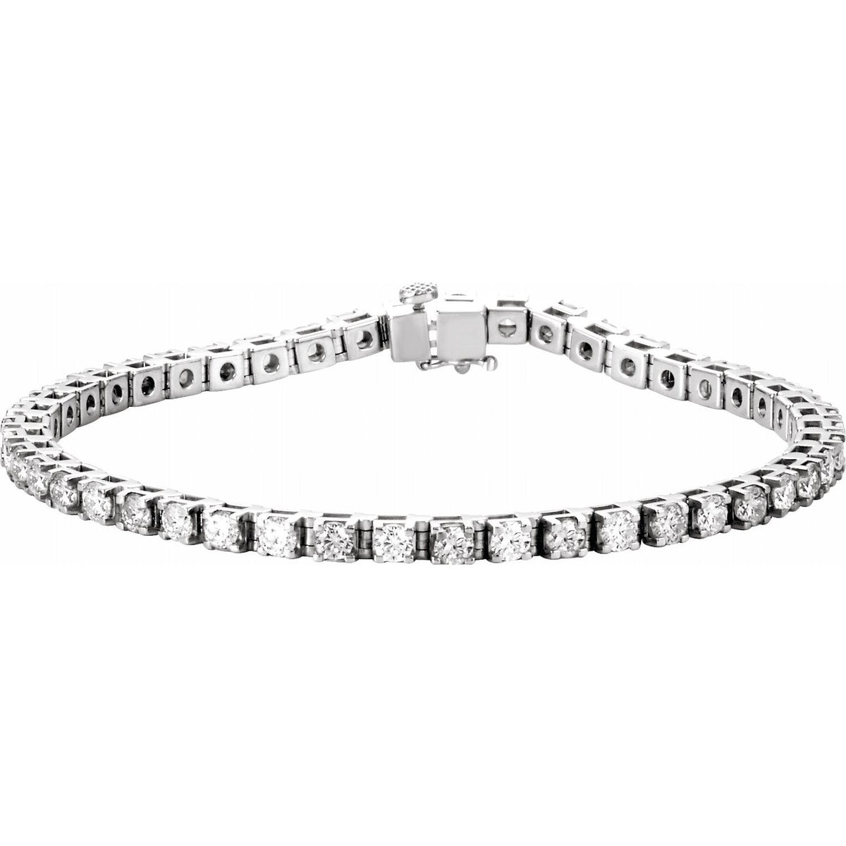 14K White Gold Lab-Grown Emerald & 2 3/8 CTW Lab-Grown Diamond Line 7" Bracelet