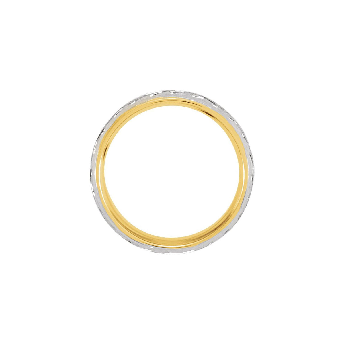 18K Yellow Gold & Platinum & 18K Yellow Gold Milgrain Woven-Design Comfort-Fit Half Round Band