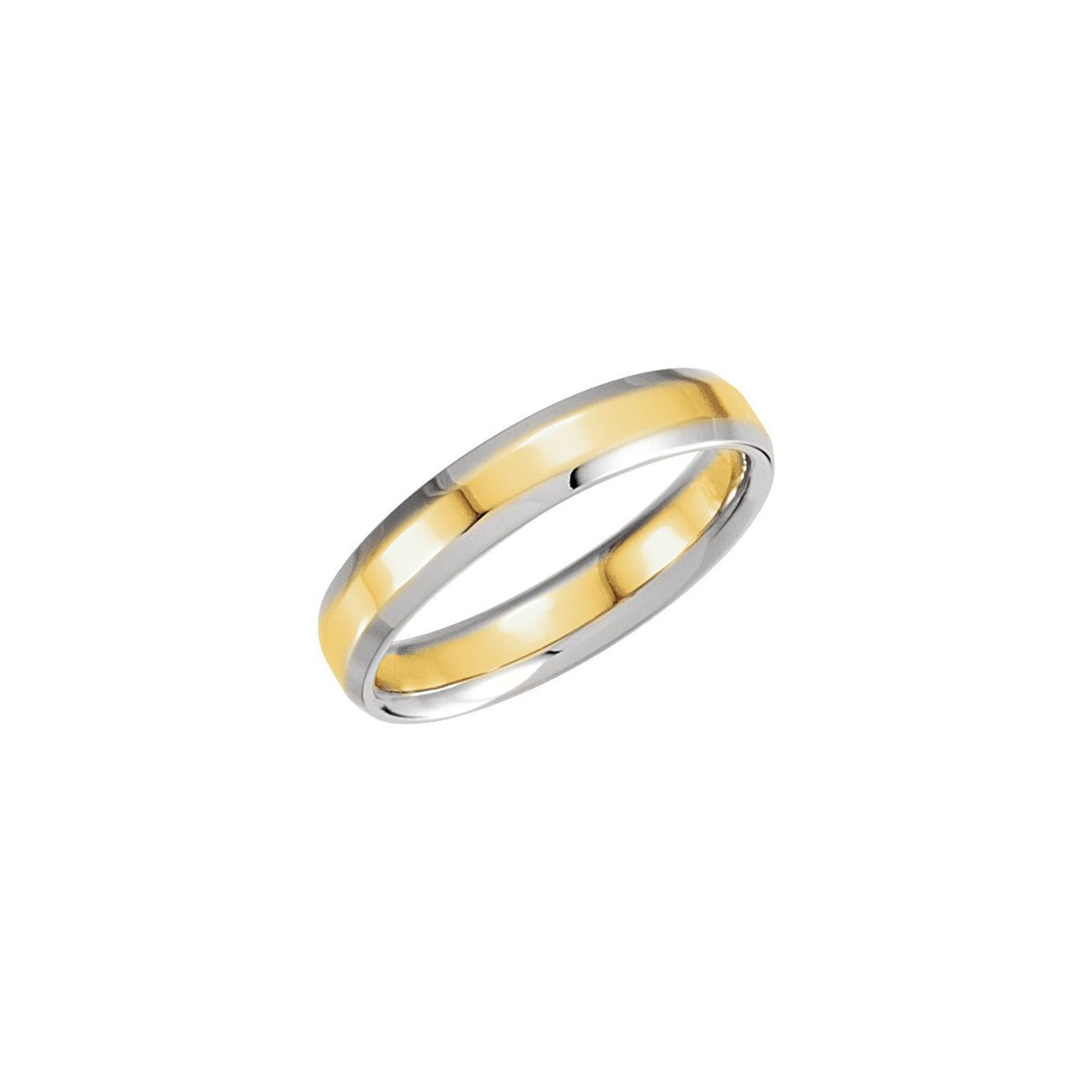14K White/Yellow Gold Beveled-Edge Comfort-Fit Flat Band
