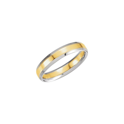 14K White/Yellow Gold Beveled-Edge Comfort-Fit Flat Band
