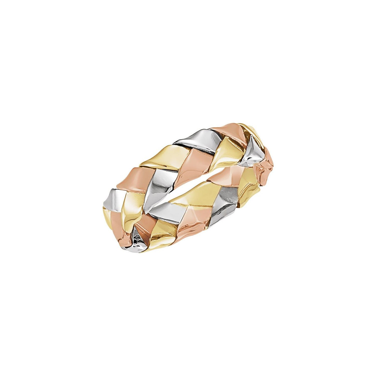 14K Yellow/White/Rose Gold Woven Band