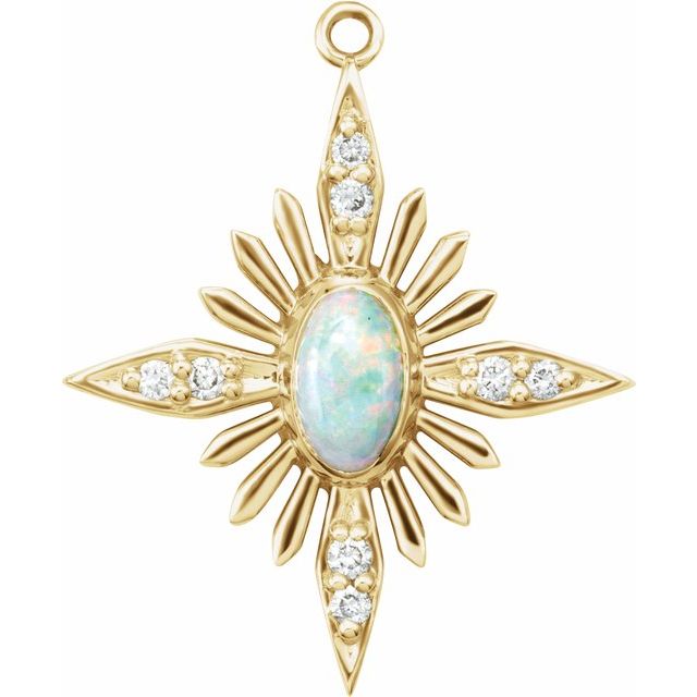 Natural White Opal & .05 CTW Natural Diamond Star Dangle