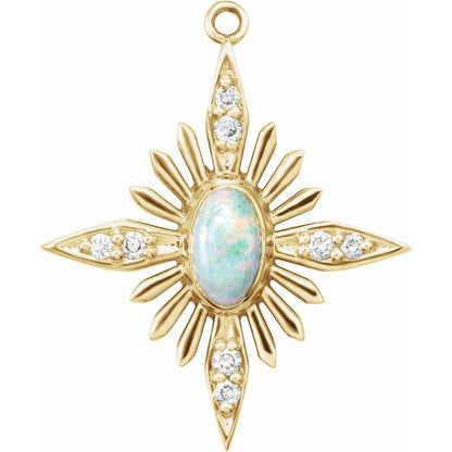 Natural White Opal & .05 CTW Natural Diamond Star Dangle
