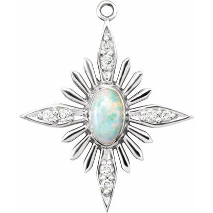 Natural White Opal & .05 CTW Natural Diamond Star Dangle