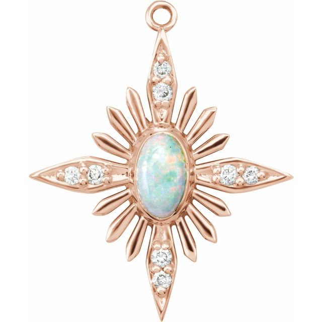 Natural White Opal & .05 CTW Natural Diamond Star Dangle