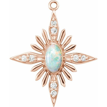 Natural White Opal & .05 CTW Natural Diamond Star Dangle