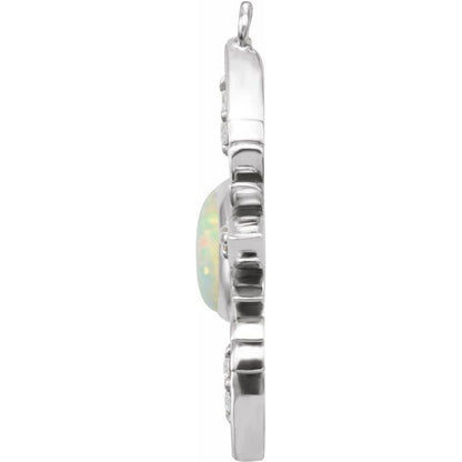 Natural White Opal & .05 CTW Natural Diamond Star Dangle