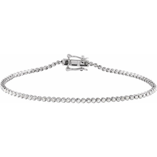 14K White Gold 7/8 CTW Natural Diamond Line 7" Bracelet