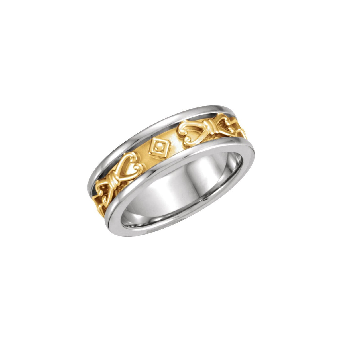 14K White/Yellow Gold Etruscan-Style Band, 6.5 mm, Style 2