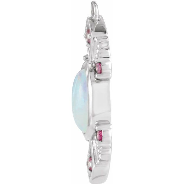 Natural Ethiopian Opal & Natural Pink Sapphire Dangle