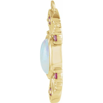 Natural Ethiopian Opal & Natural Pink Sapphire Dangle