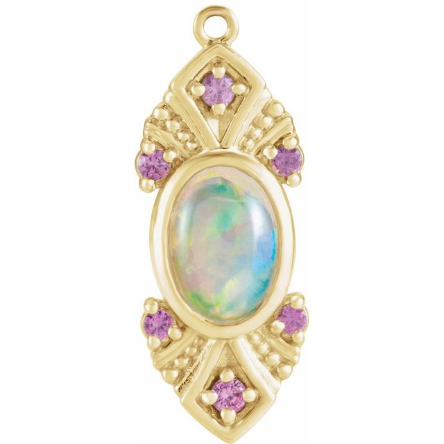 Natural Ethiopian Opal & Natural Pink Sapphire Dangle