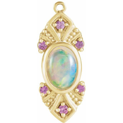 Natural Ethiopian Opal & Natural Pink Sapphire Dangle