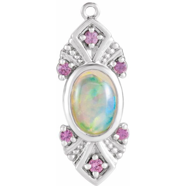 Natural Ethiopian Opal & Natural Pink Sapphire Dangle