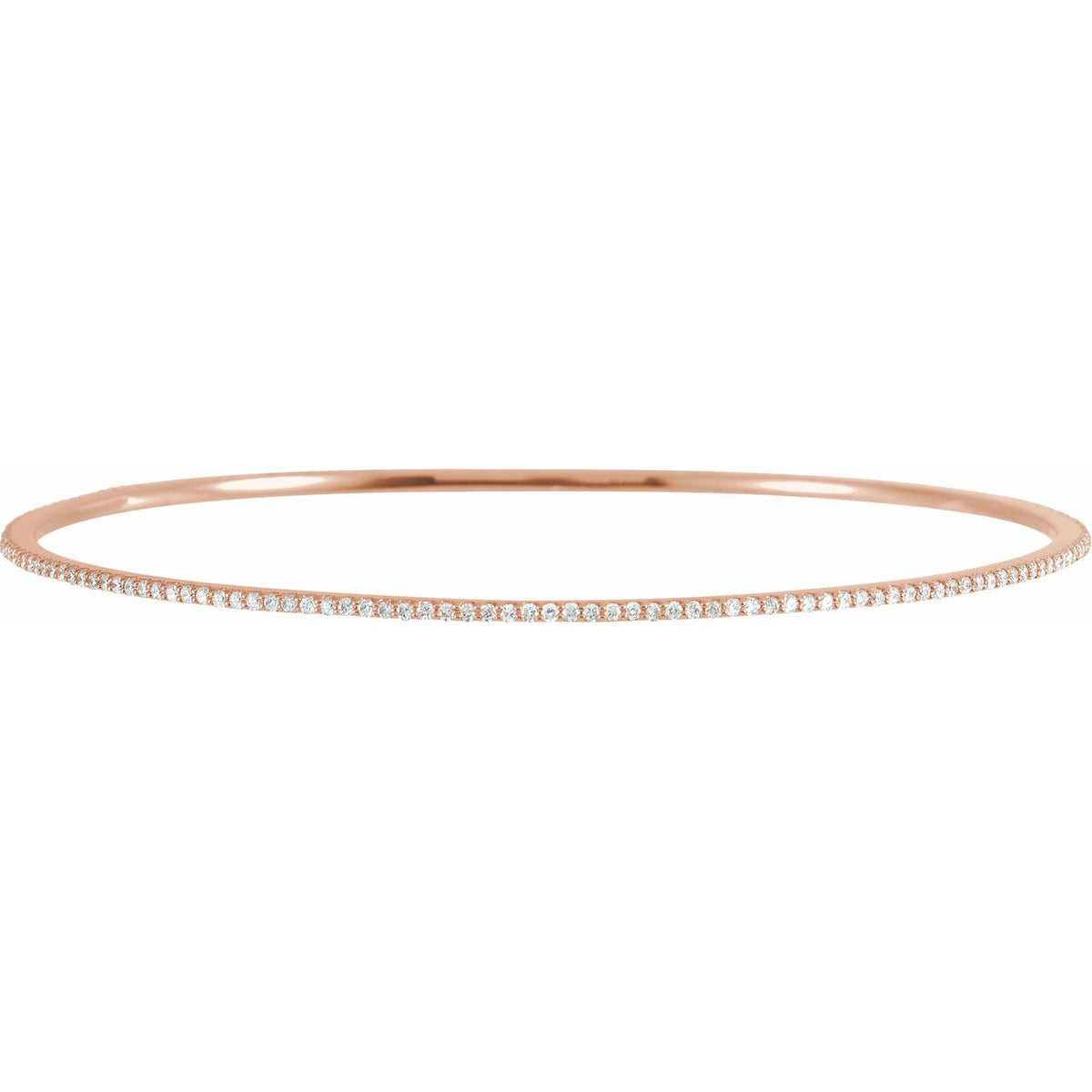 14K Rose Gold 1 CTW Lab-Grown Diamond Stackable Bangle 8" Bracelet