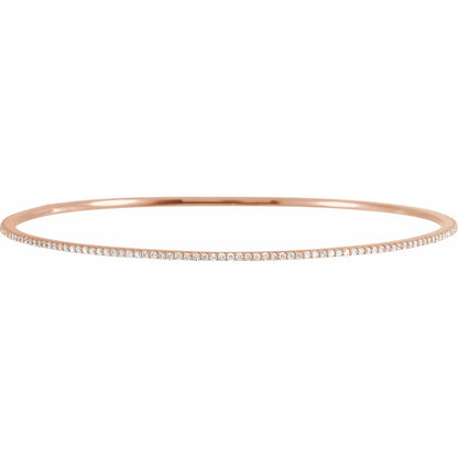 14K Rose Gold 1 CTW Lab-Grown Diamond Stackable Bangle 8" Bracelet